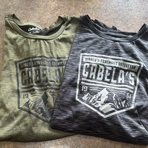 Cabela's Mountain Graphic Tees in Olive and Charcoal